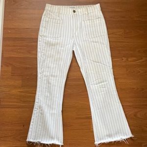 FRAME Striped Cropped Jeans